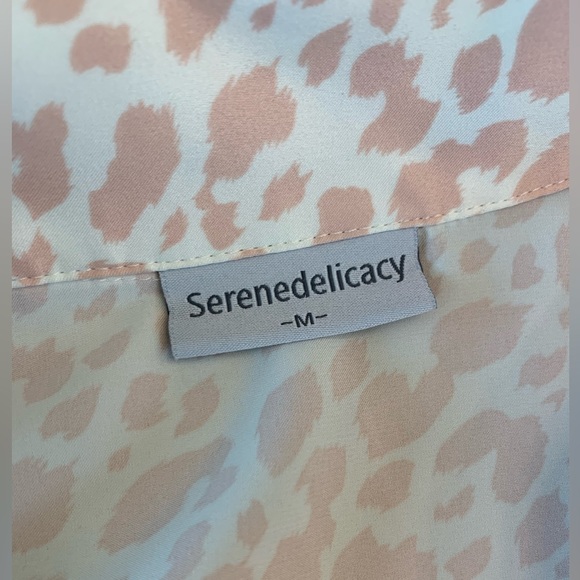 Serenedelicacy Pajama Set Small Pink White Animal Print Drawstring Waist - Picture 5 of 6